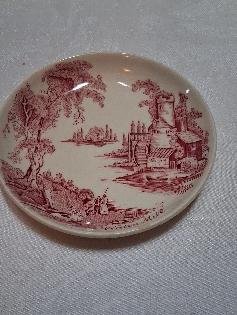 Vintage Red Transferware Scenic Side Plate